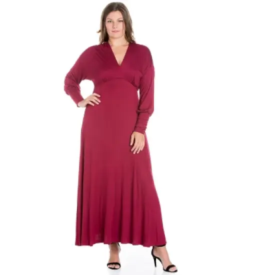 V-Neck Long Sleeve Maxi Plus Size Dress image {7}