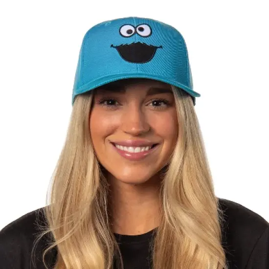 Sesame Street Cookie Monster Mens Snapback Hat Adult Precurve Adjustable Hat Cap image {2}