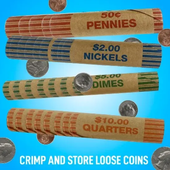 Nadex Coins&trade; Assorted Preformed Crimped-End Coin-Roll Wrappers with Color-Coded Coin-Wrapper Crimping Tool image {6}