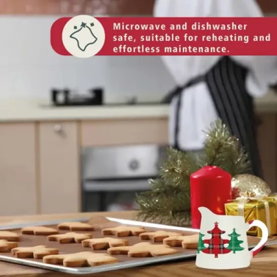 Amici Home Christmas Creamer Pitcher - 8oz Ceramic Milk Creamer for Coffee, Gravy Boat with Drip-Free Pour Spout, Versatile Small Pitcher image {6}