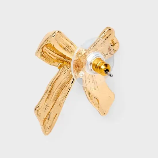 Textured Bow Earrings - A New Day&trade; Gold image {2}