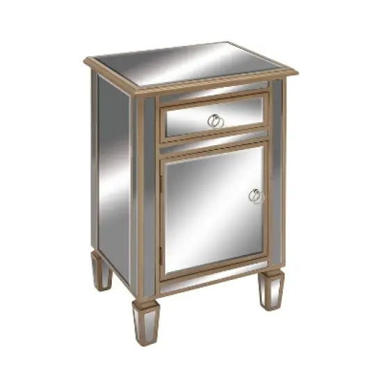 Small Glam Glass Mirrored Cabinet Beige - Olivia & May image {1}
