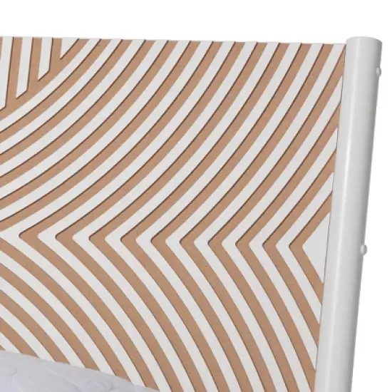 Baxton Studio Queen 3pc Louetta Carved Contrasting Bedroom Set White/Natural Brown image {8}