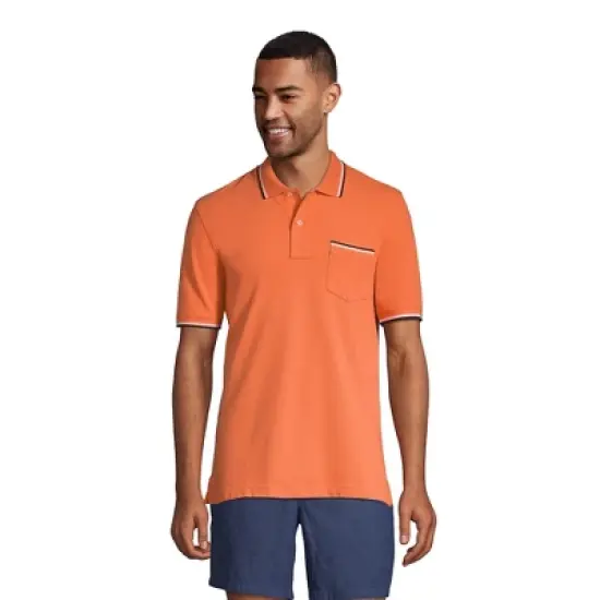 Lands' End Men's Short Sleeve Comfort First Solid Mesh Polo With Pocket image {14}