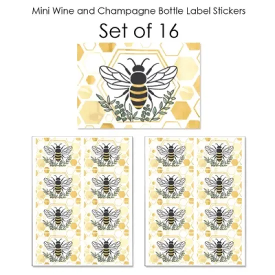 Big Dot of Happiness Little Bumblebee Mini Wine & Champagne Bottle Label Stickers Bee Baby Shower or Birthday Party Favor Gift 16 Ct image {5}