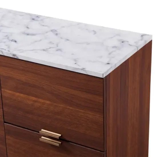 Ashton Sideboard with Faux Marble Top Walnut - Teamson Home image {3}