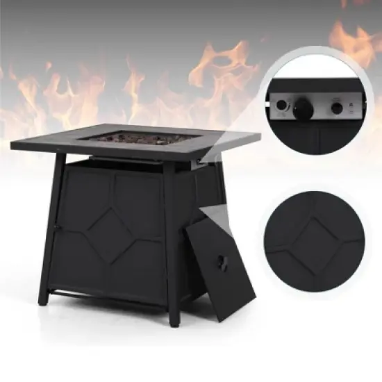 7pc Steel & Wicker Outdoor Set with Cushions & Fire Pit Table - Captiva Designs
 image {15}