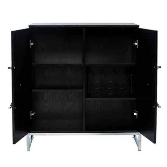 Henstinger Double Door Bar Cabinet Black/Chrome - Aiden Lane image {8}