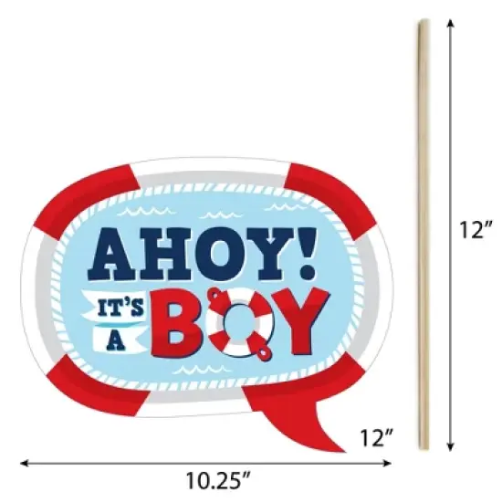 Big Dot of Happiness Ahoy It's a Boy - Nautical Baby Shower Photo Booth Props Kit - 20 Count image {4}