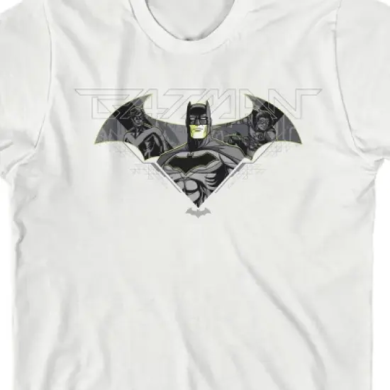 Batman Robin Nightwing Line Art White T-Shirt Toddler Boy to Youth Boy image {1}