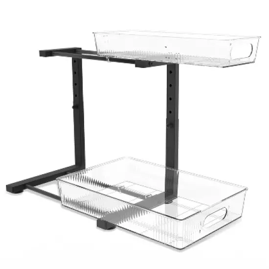 Acrylic Under Sink Organizer, 2 Tier Adjustable Pull Out Cabinet Storage Rack with Sliding Drawers for Kitchen, Bathroom Organization image {1}