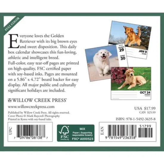 Willow Creek Press 2024 Daily Desk Calendar 5.2"x6.2" Goldens image {1}