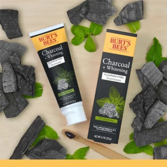 Burt's Bees Toothpaste, Natural Flavor, Charcoal Fluoride-Free Toothpaste, Zen Peppermint, 4.7 oz image {2}