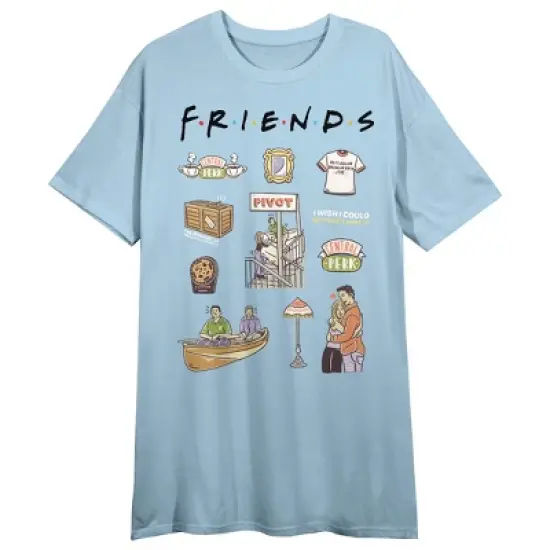 Friends TV Series Icons Women's Blue Short Sleeve Crew Neck Sleep Shirt image {2}