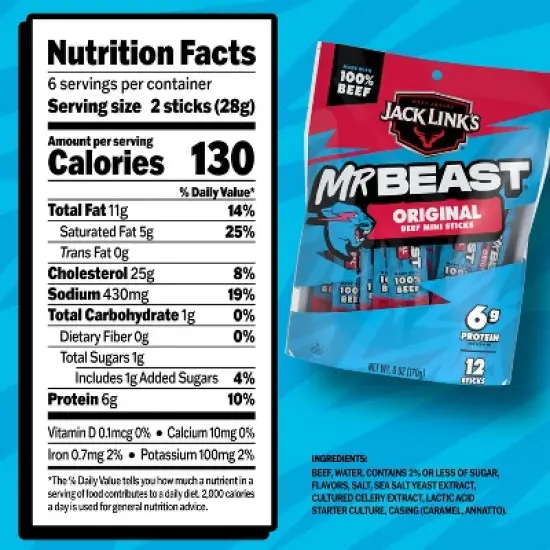 Jack Link's MrBeast Mini Beef Sticks Original - 6oz/12ct image {6}