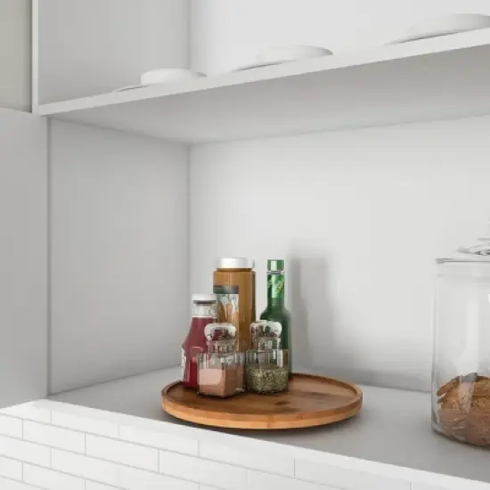 Lazy Susan - All-Natural Round Bamboo Single-Tier Turntable - 10-Inch Spinning Organizer for Kitchen, Pantry, and Vanity Use by Lavish Home (Natural) image {1}