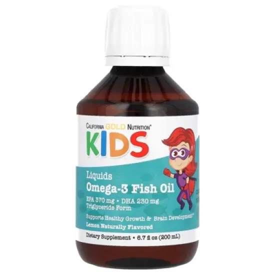 California Gold Nutrition Norwegian Kids Omega-3 Fish Oil, Natural Lemon, 6.7 fl oz. (200 ml) image {5}