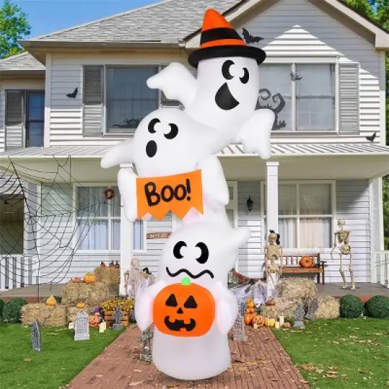 Joyfy 9FT Halloween Inflatable Outdoor Decorations, Overlap Ghost Inflatable with LEDs for Halloween Indoor Outdoor Yard Garden Lawn Party Decoration image {4}