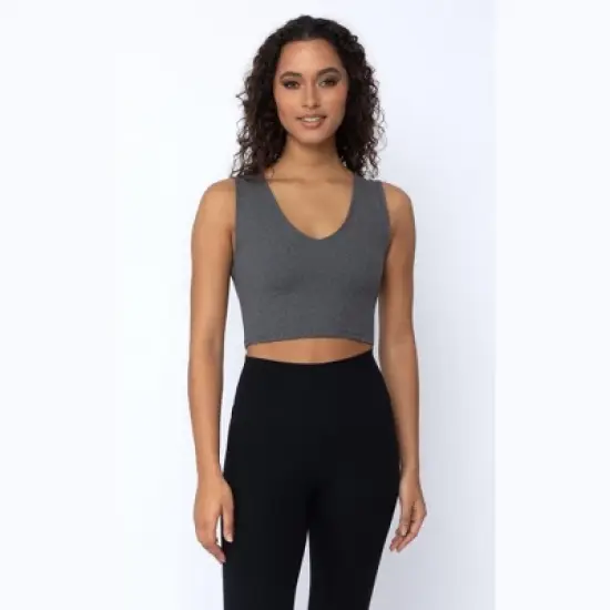 Yogalicious 2 Pack Lola Pure Cloud Basic Fitted V-Neck Muscle Cropped Tank Top image {3}