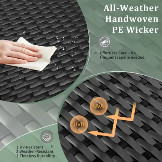 Karl Home Patio Black Square Wicker Side Table image {8}