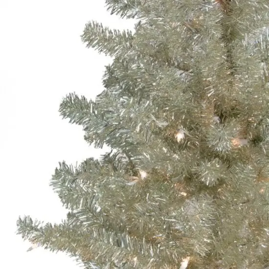 Northlight 7' Prelit Artificial Christmas Tree Metallic Sheer Champagne Tinsel - Clear Lights image {2}