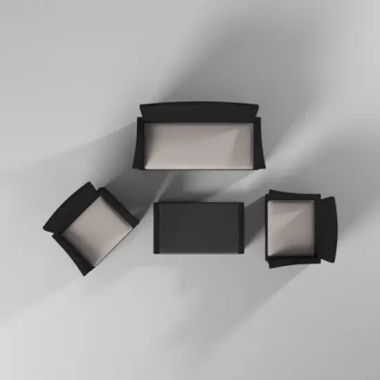 Barton 4-Pieces Outdoor Patio Set Rattan Conversation Sofa Sectional Set with Table, Black/Beige image {3}