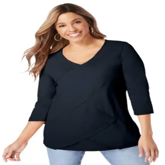 Jessica London Women&rsquo;s Plus Size Layered Knit Top image {5}