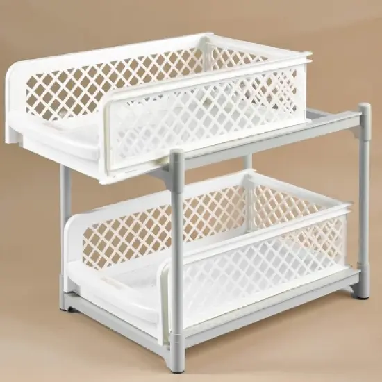 IdeaWorks Sliding Cabinet Baskets - White 9 inch 3 Pieces image {5}