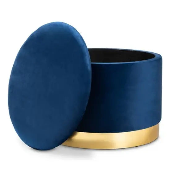 Marisa Velvet Upholstered Storage Ottoman - Baxton Studio image {1}