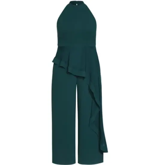 Women's Plus Size Class Halter Jumpsuit - emerald | CITY CHIC image {2}