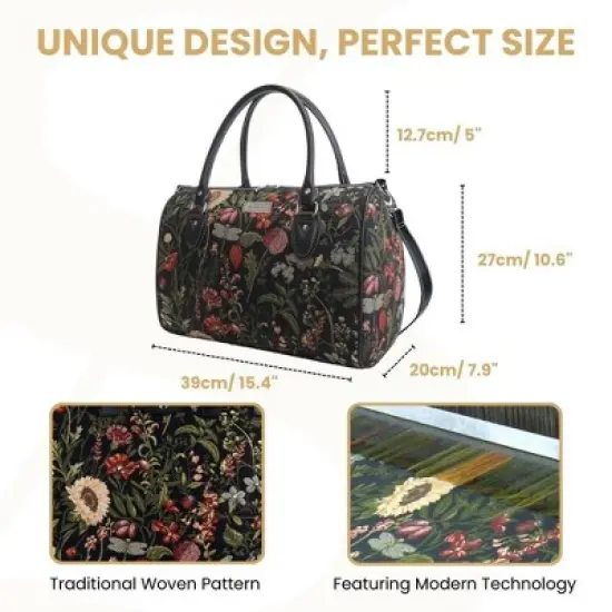 Signare USA Morning Garden Black Travel Bag image {2}