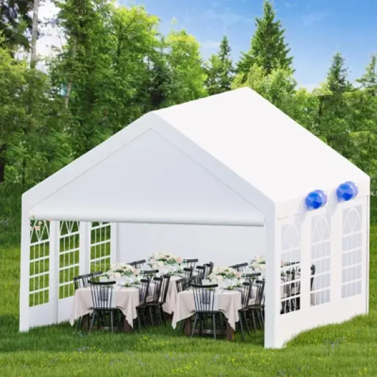 Party Tent, Outdoor Wedding Event Shelters, Heavy Duty Steel Canopy with Removable Sidewall Windows for Commercial and Parties image {1}