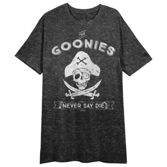 The Goonies Never Say Die Crew Neck Short Sleeve Black Heather Women's Night Shirt image {2}