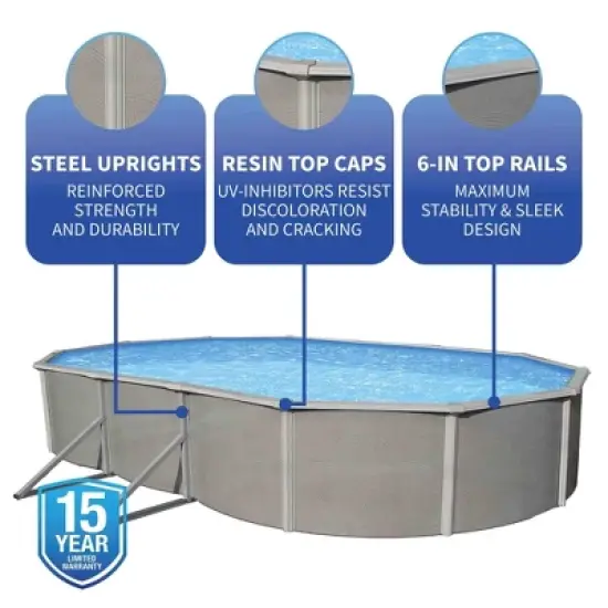 Blue Wave Oval 144"x288" Belize Steel Wall Pool Package image {11}