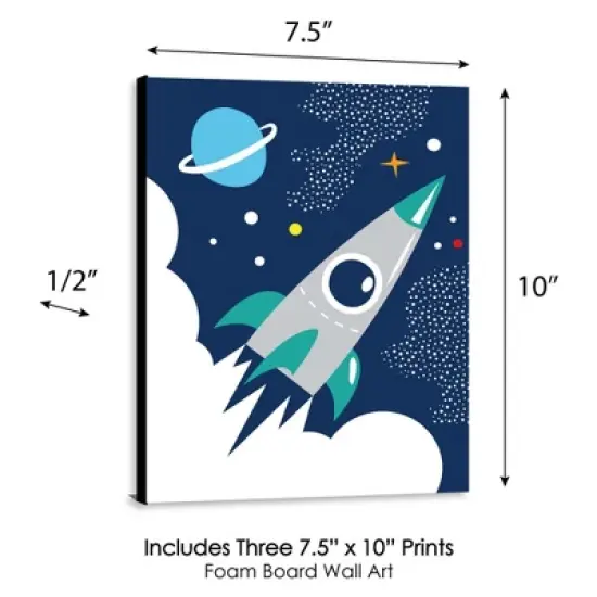 Big Dot of Happiness Blast Off to Outer Space - Rocket Ship Nursery Wall Art & Kids Room Decorations - Gift Ideas - 7.5 x 10 inches - Set of 3 Prints image {3}