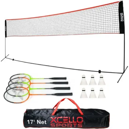 Xcello Sports Folding Racket Net System with 4 Aluminum Rackets and 6 Shuttlecocks image {6}