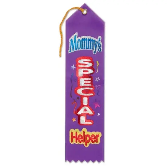 Beistle Mommy's Special Helper Award Ribbon, 2" x 8", (6/Pkg) Multicolored image {1}