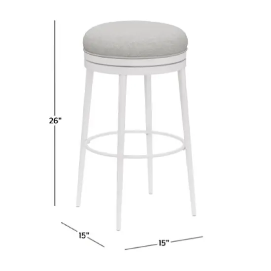 Aubrie Backless 26" Swivel Counter Height Barstool Off White/Silver - Hillsdale Furniture image {2}