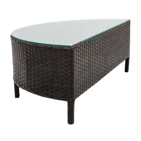 Sapphtopaz 5-Piece PE Rattan Outdoor Sofa Set, Modular 2-Seater with Half-Moon Glass Table, Outdoor Sectional Furniture Set, Modular Patio Sofa image {6}