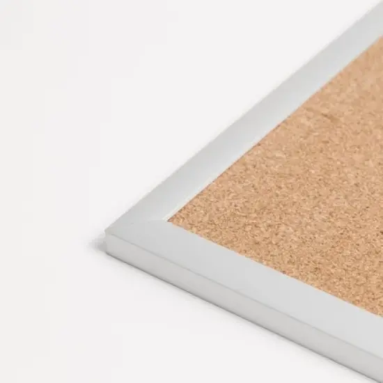 U Brands 35" Square Cork Bulletin Board Silver Aluminum Frame image {1}