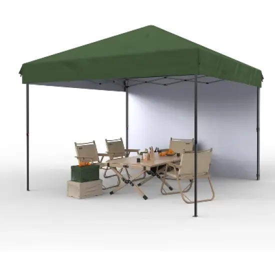 10'x10' Instant Setup Canopy Tent, Portable Outdoor Shelter with Removable Sidewall, Includes Stakes & Ropes, for Parties, Events, Camping image {9}