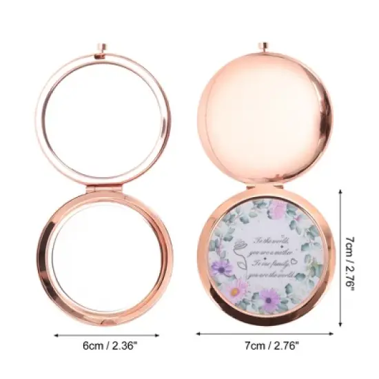 Unique Bargains Ultra Thin Makeup Mirror Rose Gold Tone 1 Pc image {1}