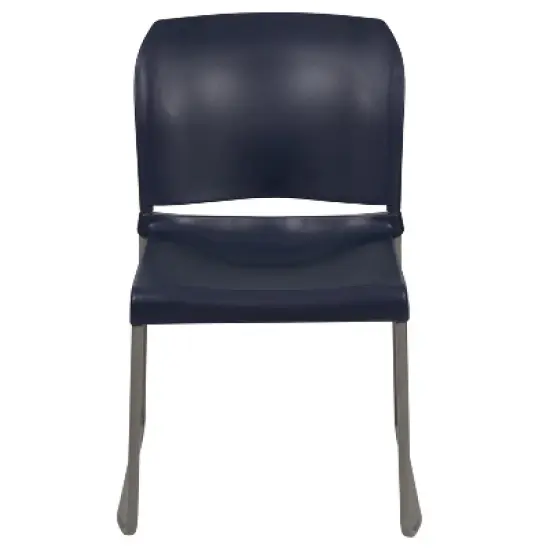 Flash Furniture HERCULES Series 880 lb. Capacity Navy Full Back Contoured Stack Chair with Gray Powder Coated Sled Base image {2}