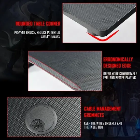 Costway Gaming Computer Desk Carbon Fiber Surface w/Mousepad Cup Holder Headphone Hook image {8}