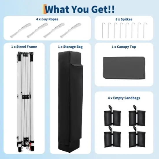 10x10 Pop Up Canopy Tent &ndash; Outdoor Tent with 3 Adjustable Heights, Easy Setup, Includes 4 Sandbags & Carrying Bag for Camping, Parties, Events image {6}