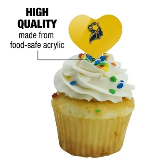 Central Oklahoma Secondary Logo Heart Love Cupcake Picks Toppers Decoration Set of 6 image {2}