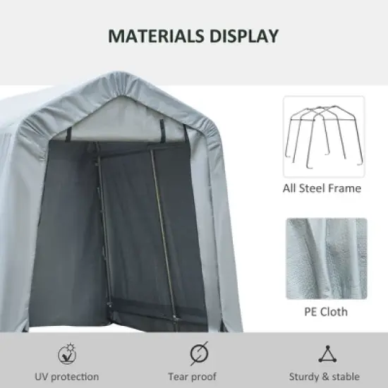 MOEPISY 6ft x 8ft Carport Portable Garage, Heavy Duty Storage Tent, Patio Storage Shelter w/ Anti-UV PE Cover image {5}