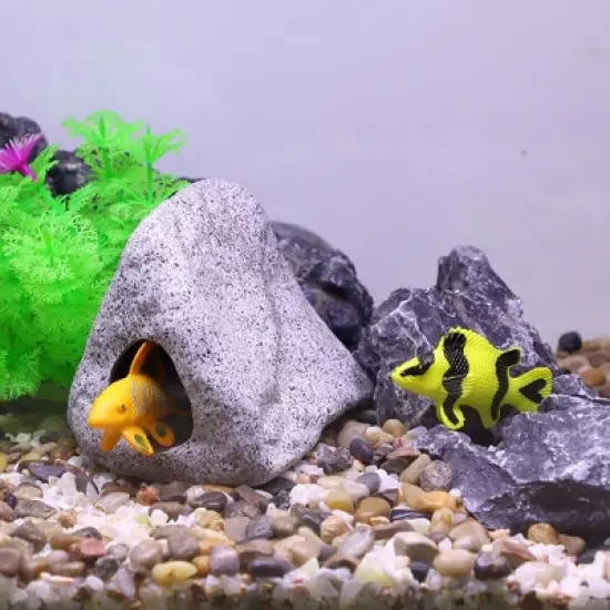 Unique Bargains Ceramic Aquarium Fish Tank Decoration Hideaway Rock Cave Gray 4.92x3.74x3.27 Inches image {5}