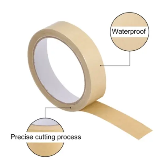 Unique Bargains Paper Adhesive Packing Tape for Masking Sealing Brown 3 Pcs image {3}