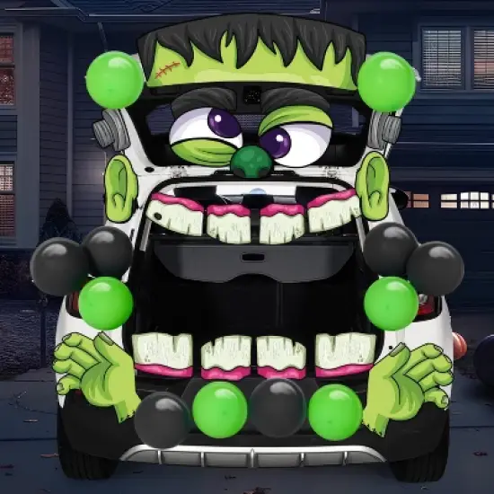 Joyfy Halloween Frankenstein Trunk or Treat Car Decorations Kit for SUV,  Halloween Archway Garage Door Decor Props, Car Stickers with Balloons image {7}